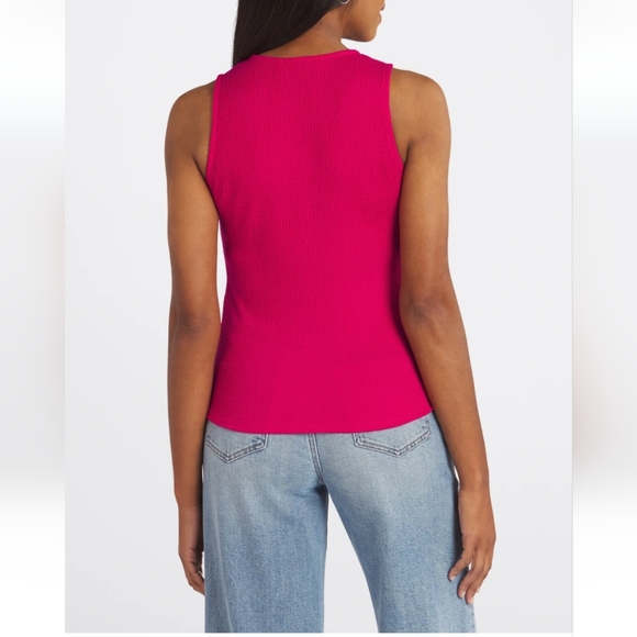 Gilli - High Neck Knit Vibrant Pink Sleeveless Top - Picture 3 of 6